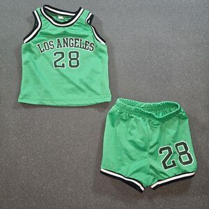 Toddler Basketball Outfit Set 12-18M Green Jersey Tank Shorts 28